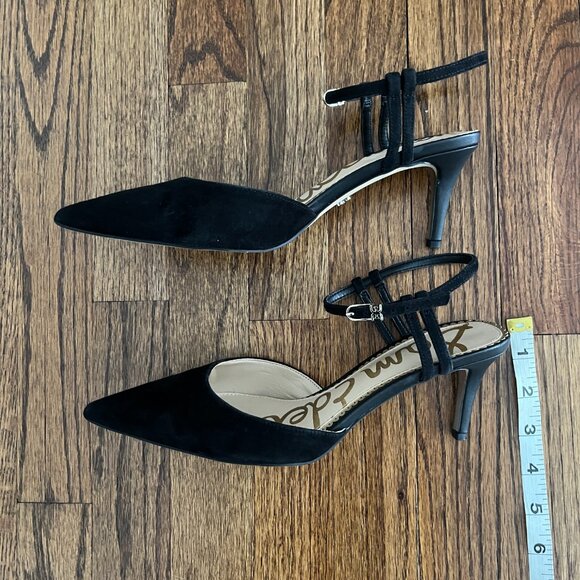 Sam Edelman Javin Women's Black Suede Mary Jane Pointed Toe Pumps 8 - Picture 2 of 7